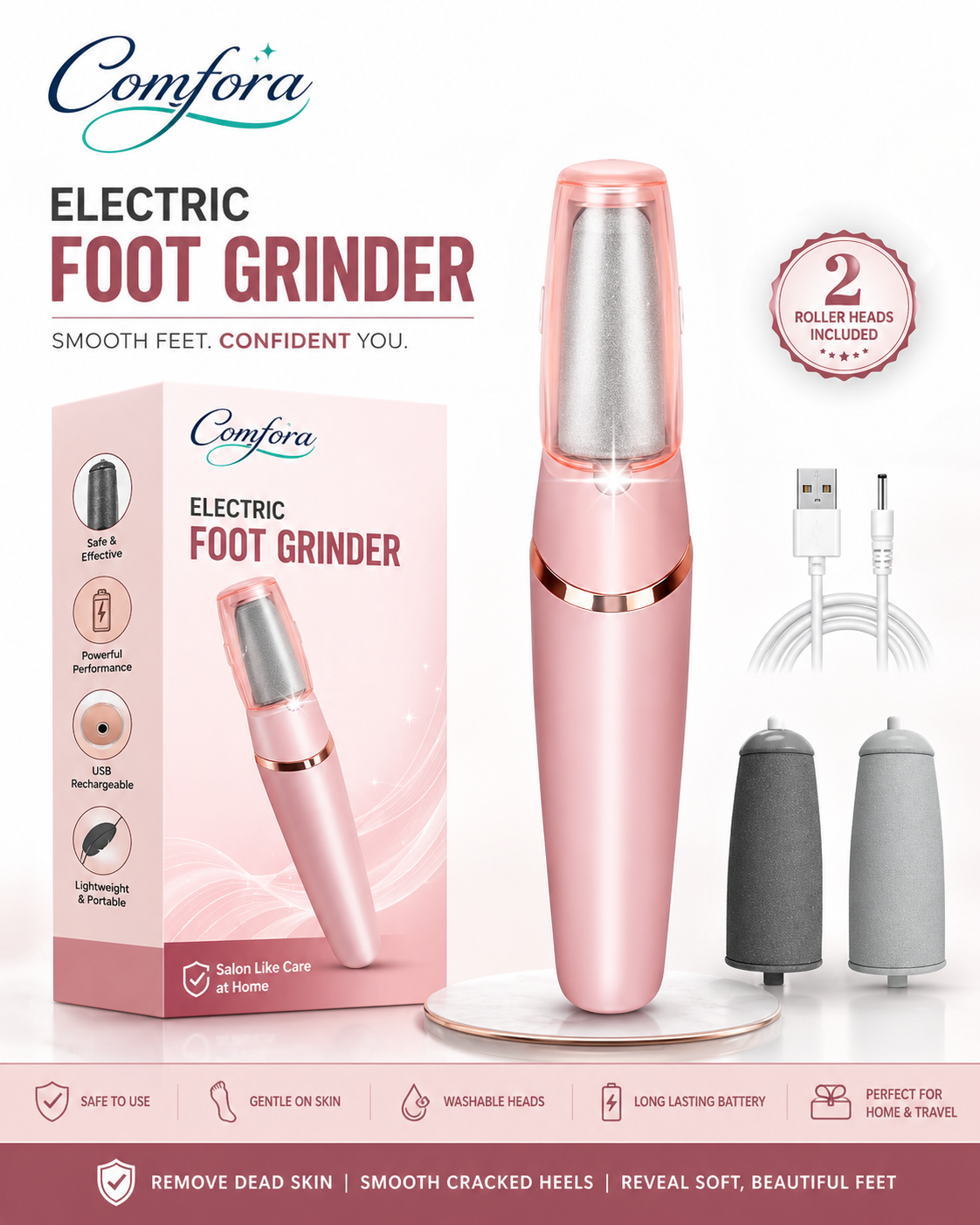 Electric Foot Callus Remover – Rechargeable Pedicure Tool for Smooth & Crack-Free Feet