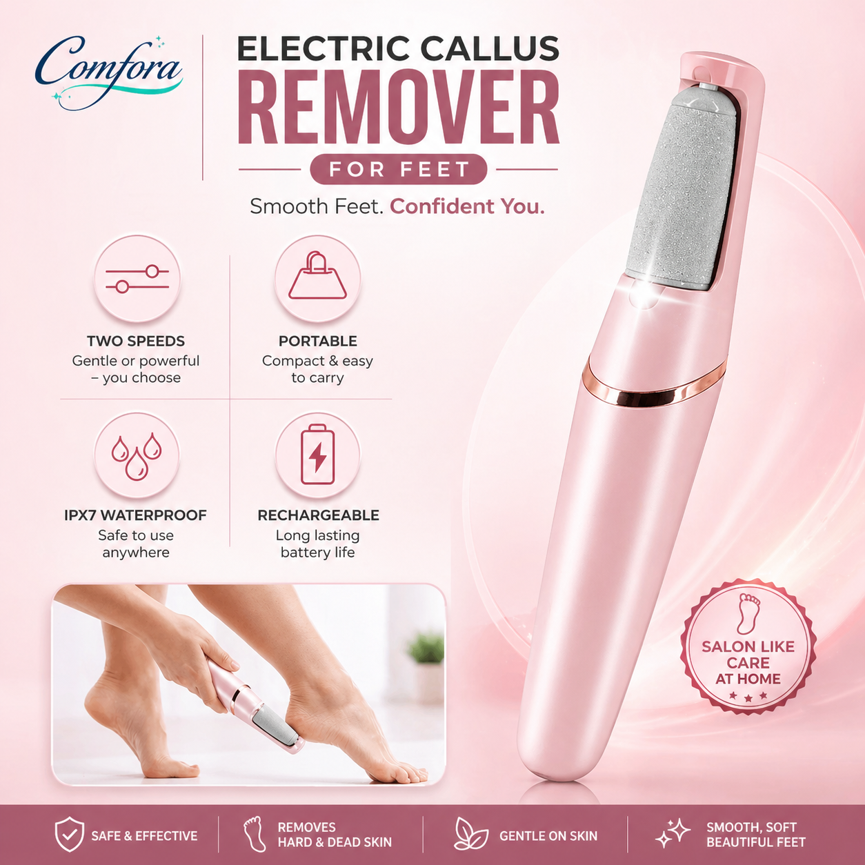 Electric Foot Callus Remover – Rechargeable Pedicure Tool for Smooth & Crack-Free Feet